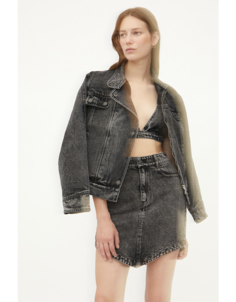 Washed Black Denim Bralet, Denim