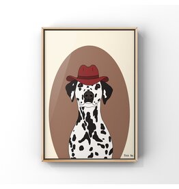 Surf Cowboy Dalmatian Cowdog Art Print in Frame