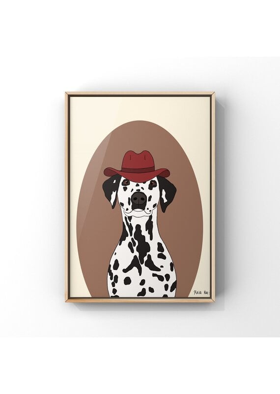 Surf Cowboy Dalmatian Cowdog Art Print in Frame