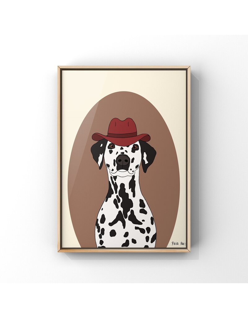 Surf Cowboy Dalmatian Cowdog Art Print in Frame