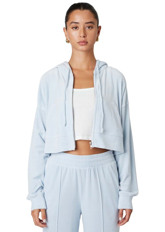 NIA Cropped Velour Hoodie