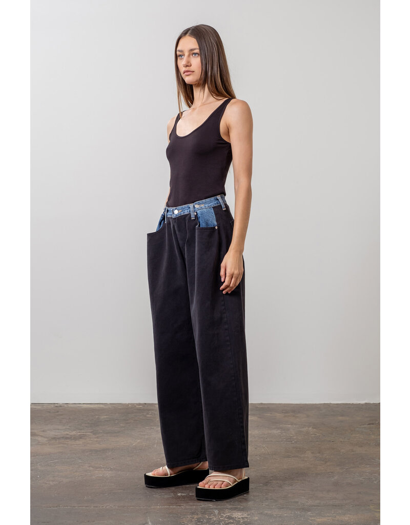 Moon River Two Tone Low/High Rise Button Jeans