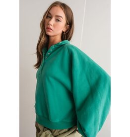 Papermoon Sundaze Fleece Collared Sweatshirt in Green