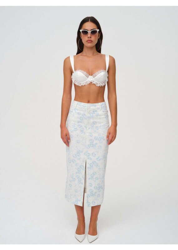 For Love & Lemons Chantal Denim Midi Skirt