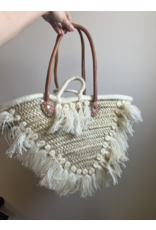 Straw Tassels with Leather Strap