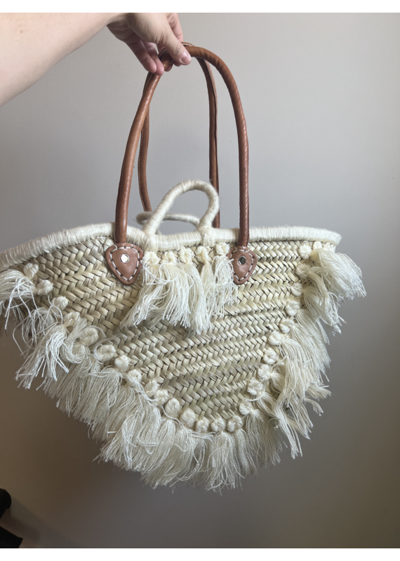 Straw Tassels with Leather Strap