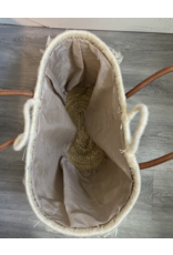 Straw Tassels with Leather Strap Beach Bag