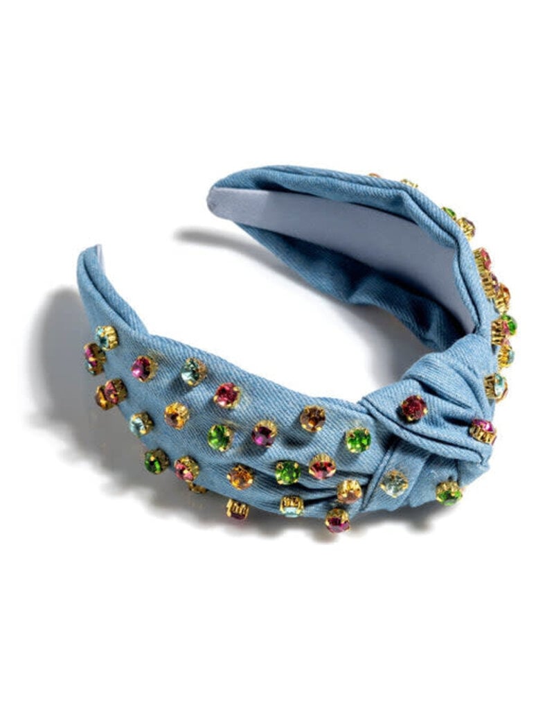 ShiraLeah Embellished Denim Knotted Headband
