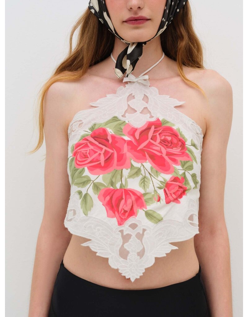 For Love & Lemons Rose Halter Top