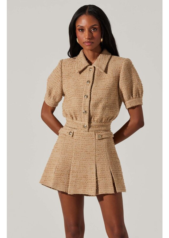 ASTR Bronwyn Puff Sleeve Jacket & Pleated Skort Set