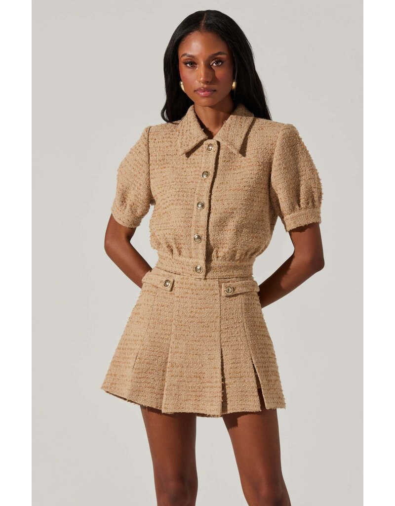 ASTR Bronwyn Puff Sleeve Jacket & Pleated Skort Set