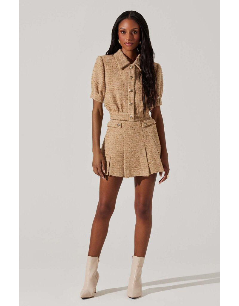 ASTR Bronwyn Puff Sleeve Jacket & Pleated Skort Set
