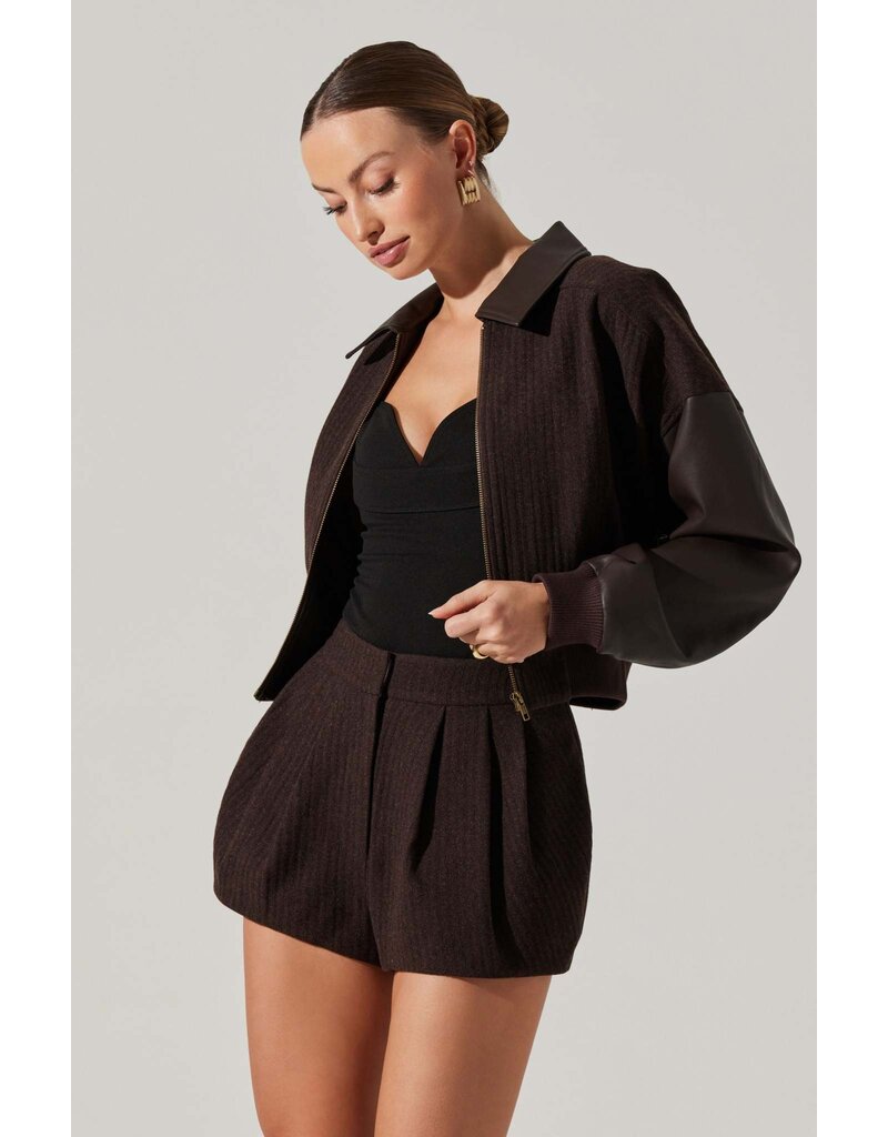 ASTR Sorine Wool Blend Pleated Shorts