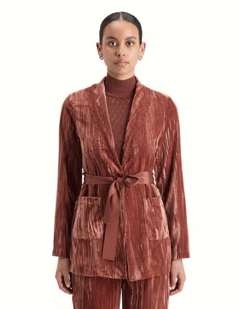 Scotch & Soda Lace Trimmed Velvet Pyjama Blazer