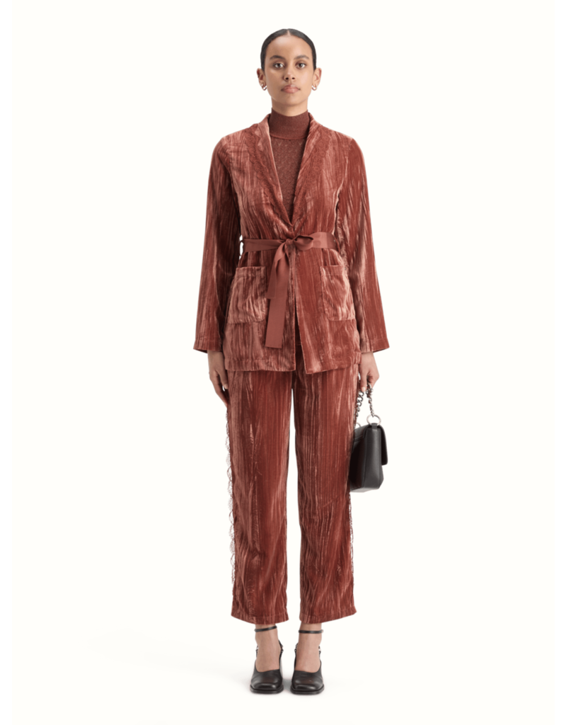 Scotch & Soda Lace Trimmed Velvet Pyjama Blazer