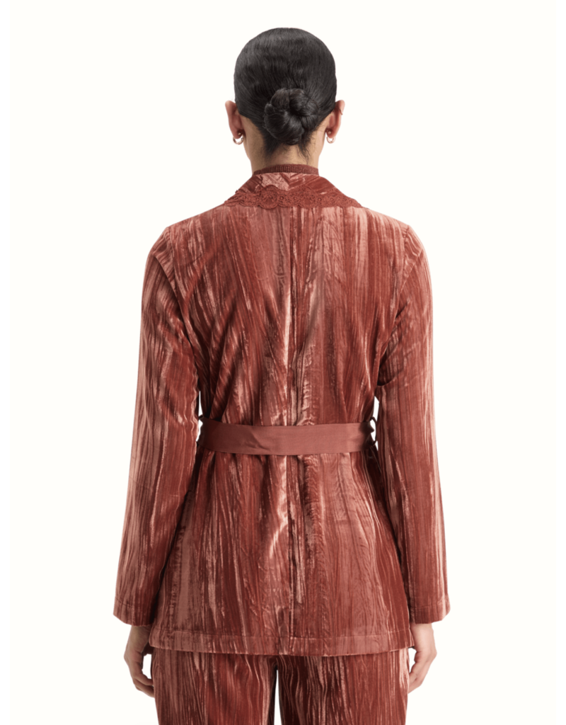 Scotch & Soda Lace Trimmed Velvet Pyjama Blazer