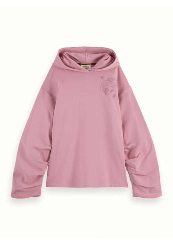 Scotch & Soda Gathered Sleeve Oversized Fit Hoodie
