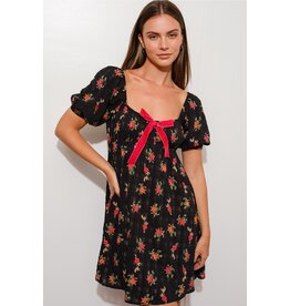 Pretty Garbage Floral Plaid Babydoll Dress