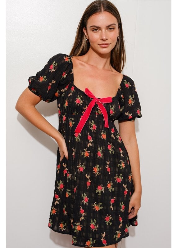 Pretty Garbage Floral Plaid Babydoll Dress