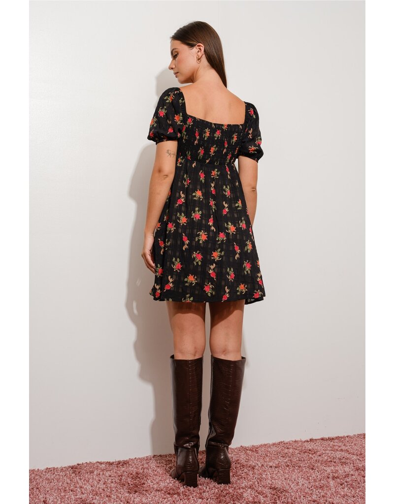 Pretty Garbage Floral Plaid Babydoll Dress