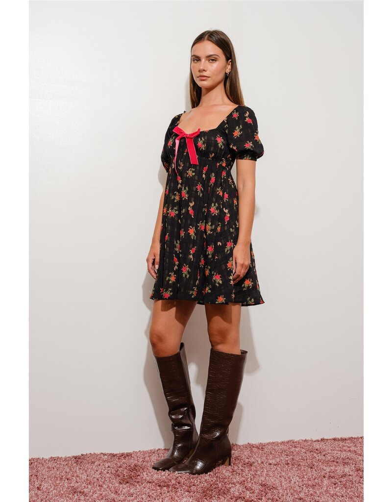 Pretty Garbage Floral Plaid Babydoll Dress