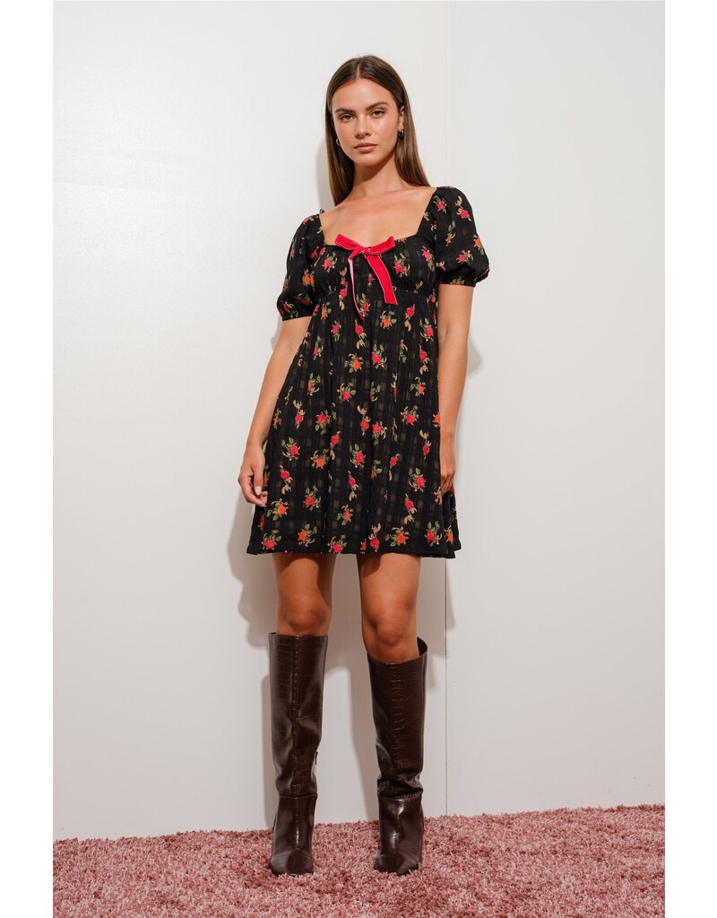 Pretty Garbage Floral Plaid Babydoll Dress