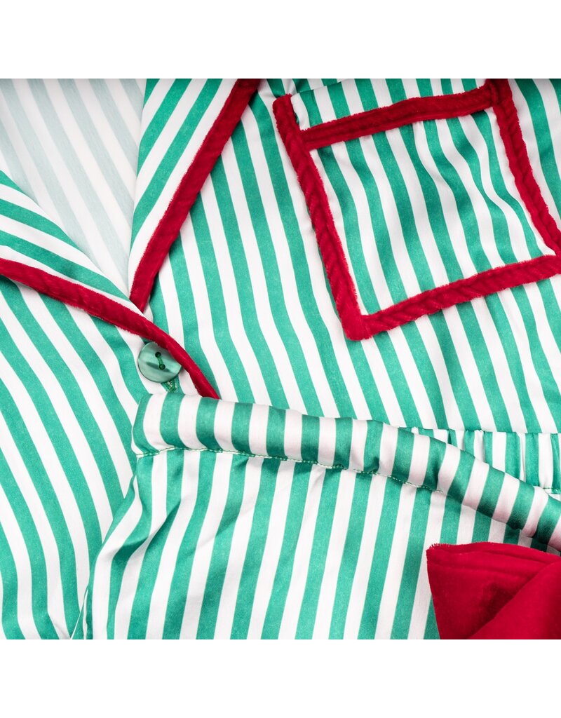 8 Oak Lane Stripe Satin Ruffle Short PJ Set