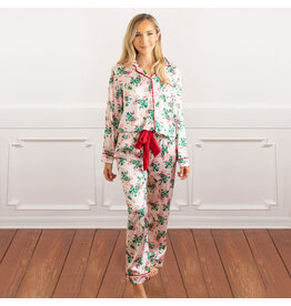 8 Oak Lane Mistletoast Satin Pant PJ Set