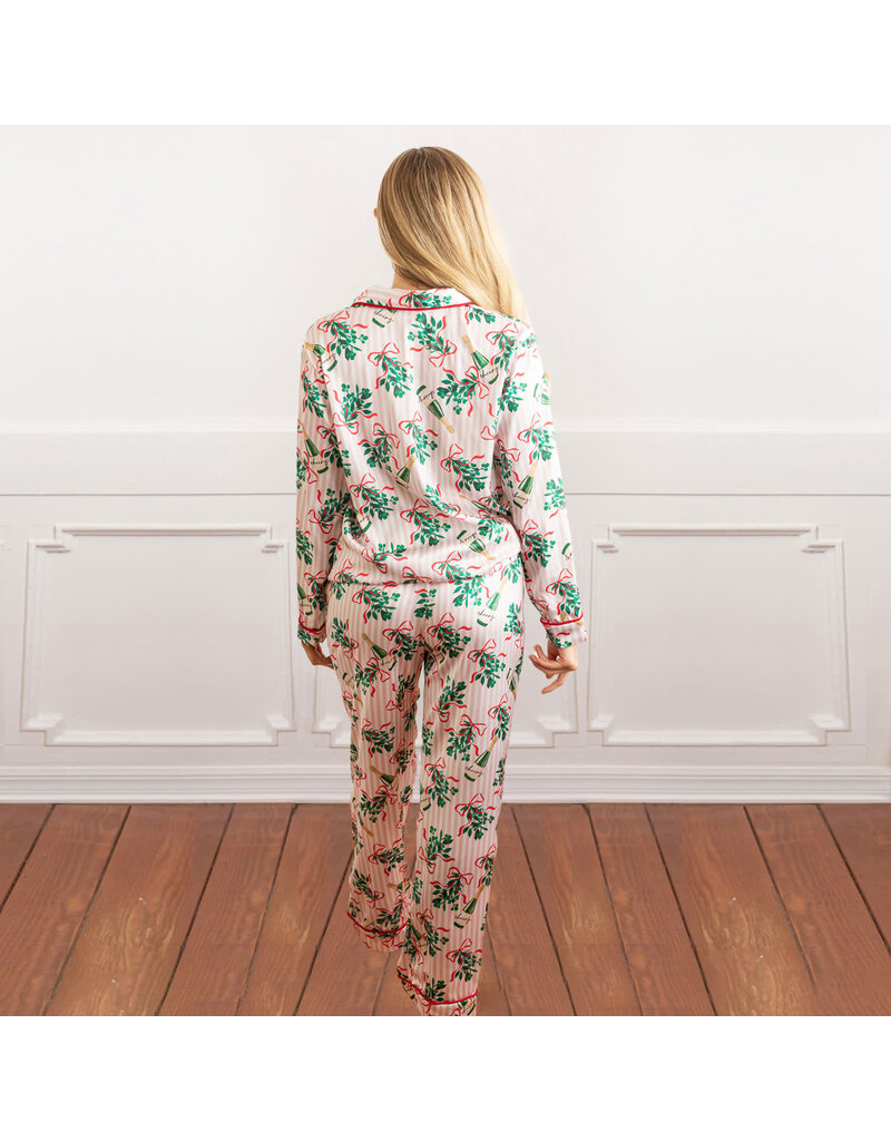 8 Oak Lane Mistletoast Satin Pant PJ Set