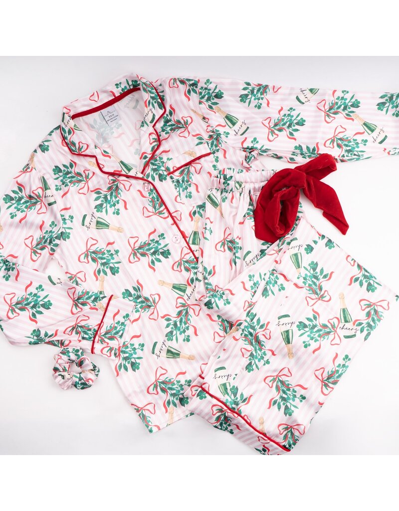 8 Oak Lane Mistletoast Satin Pant PJ Set