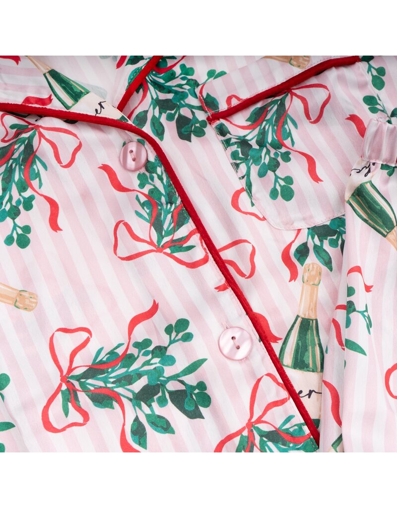 8 Oak Lane Mistletoast Satin Pant PJ Set