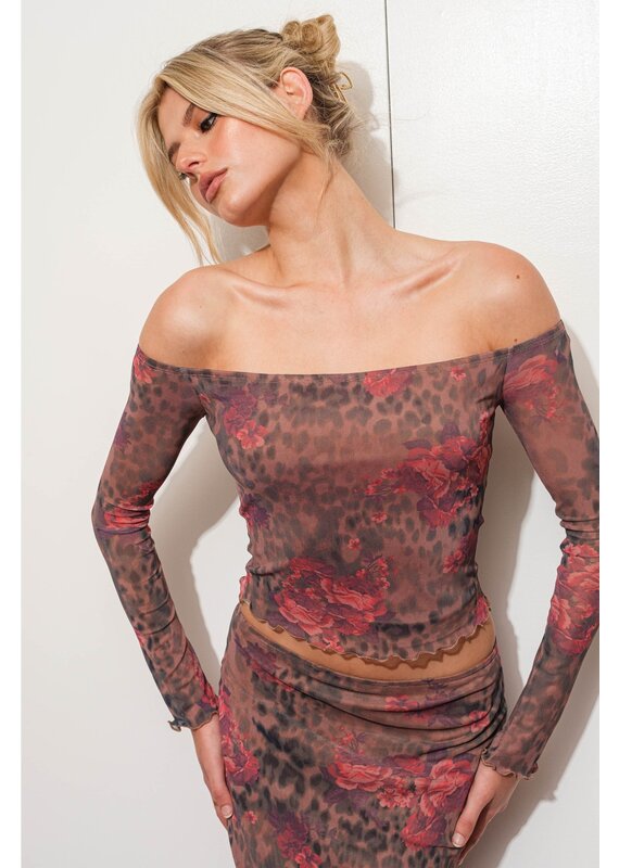 Pretty Garbage Mesh Off Shoulder Top