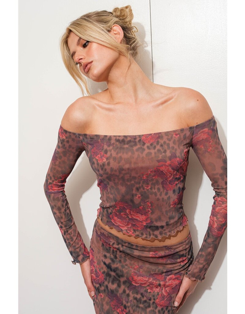 Pretty Garbage Mesh Off Shoulder Top