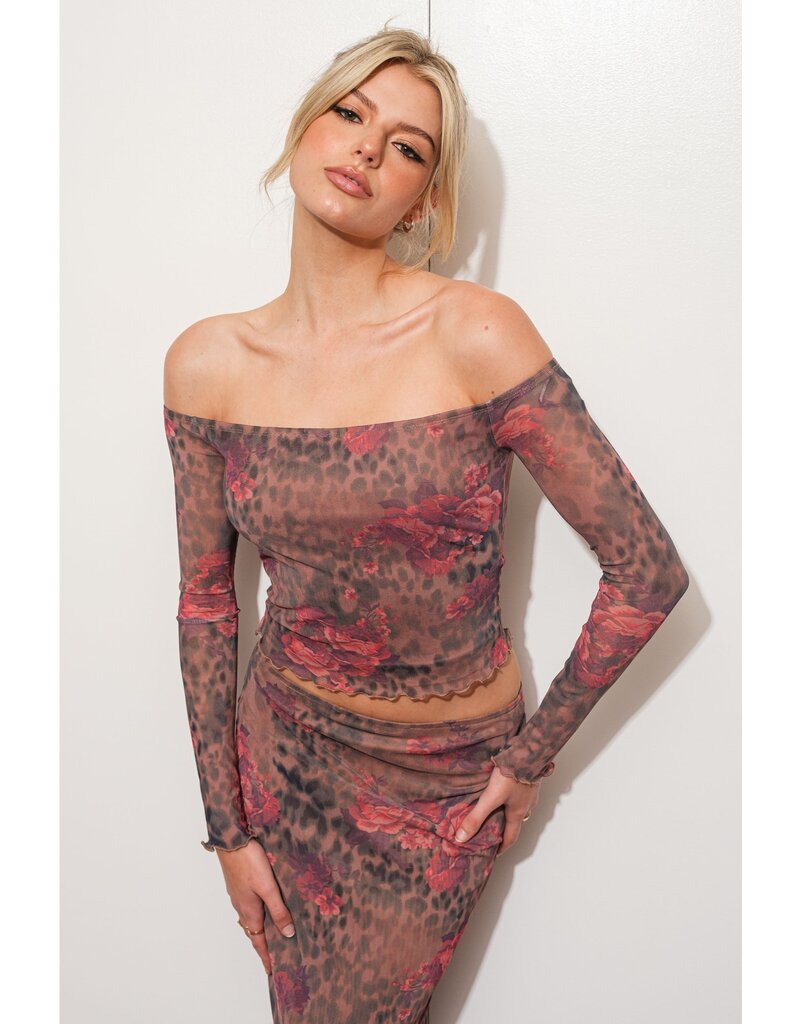 Pretty Garbage Mesh Off Shoulder Top