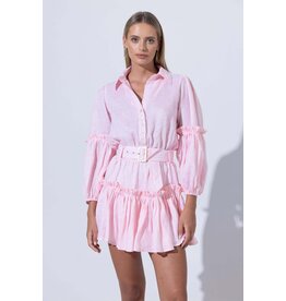 Lusana Lucia Belted Linen Mini Dress