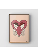Surf Cowboy Western Skeleton Lovers Art Print in Frame