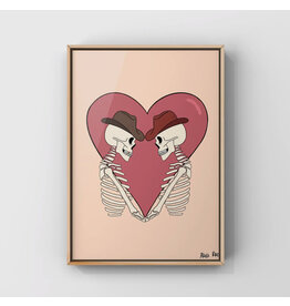Surf Cowboy Western Skeleton Lovers Art Print in Frame