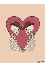 Surf Cowboy Western Skeleton Lovers Art Print in Frame