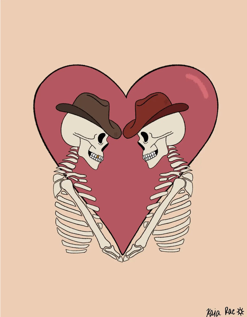 Surf Cowboy Western Skeleton Lovers Art Print in Frame