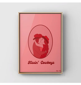 Surf Cowboy Kissin Cowboy & Cowgirl Art Print in Frame