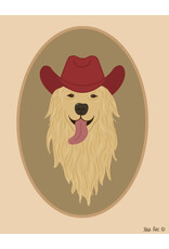 Surf Cowboy Golden Retriever Cowboy Art Print in Frame