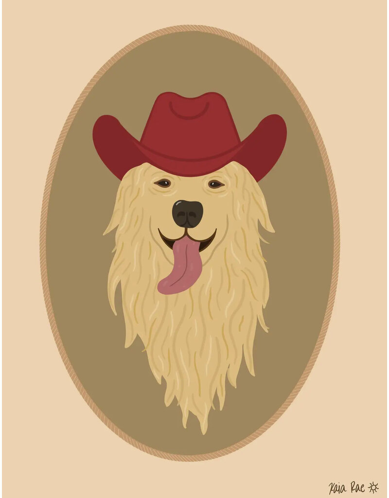 Surf Cowboy Golden Retriever Cowboy Art Print in Frame