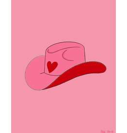 Surf Cowboy Valentines Heart Cowgirl Hat Art Print in Frame
