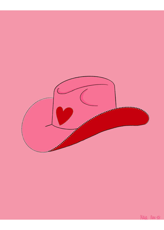 Surf Cowboy Valentines Heart Cowgirl Hat Art Print in Frame