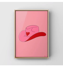 Surf Cowboy Valentines Heart Cowgirl Hat Art Print in Frame