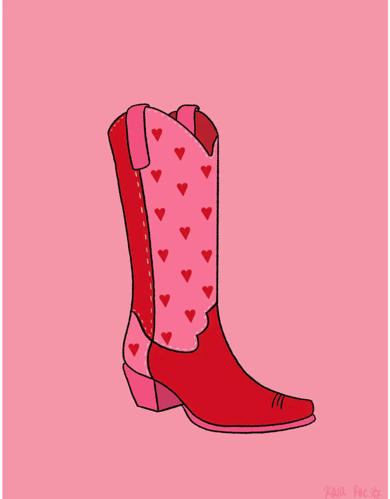Surf Cowboy Valentines Cowboy Boot Vase Art Print in Frame