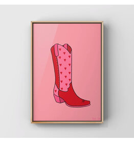 Surf Cowboy Valentines Cowboy Boot Vase Art Print in Frame