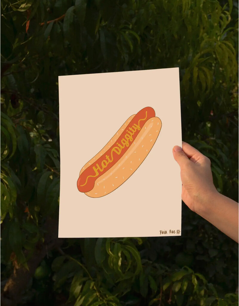 Surf Cowboy Hot Diggity Mustard Hotdog Art Print in Frame