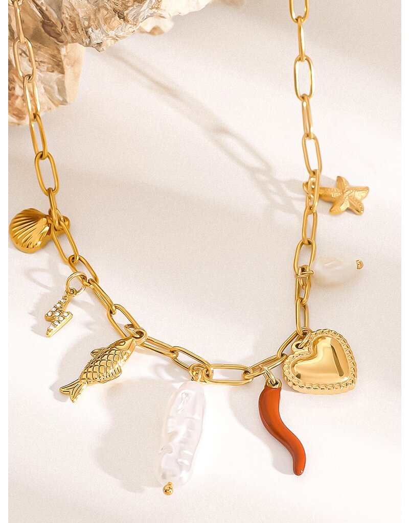 Flanerie Filigrane 18K Gold Non-Tarnish Pepper Fish Charm Necklace