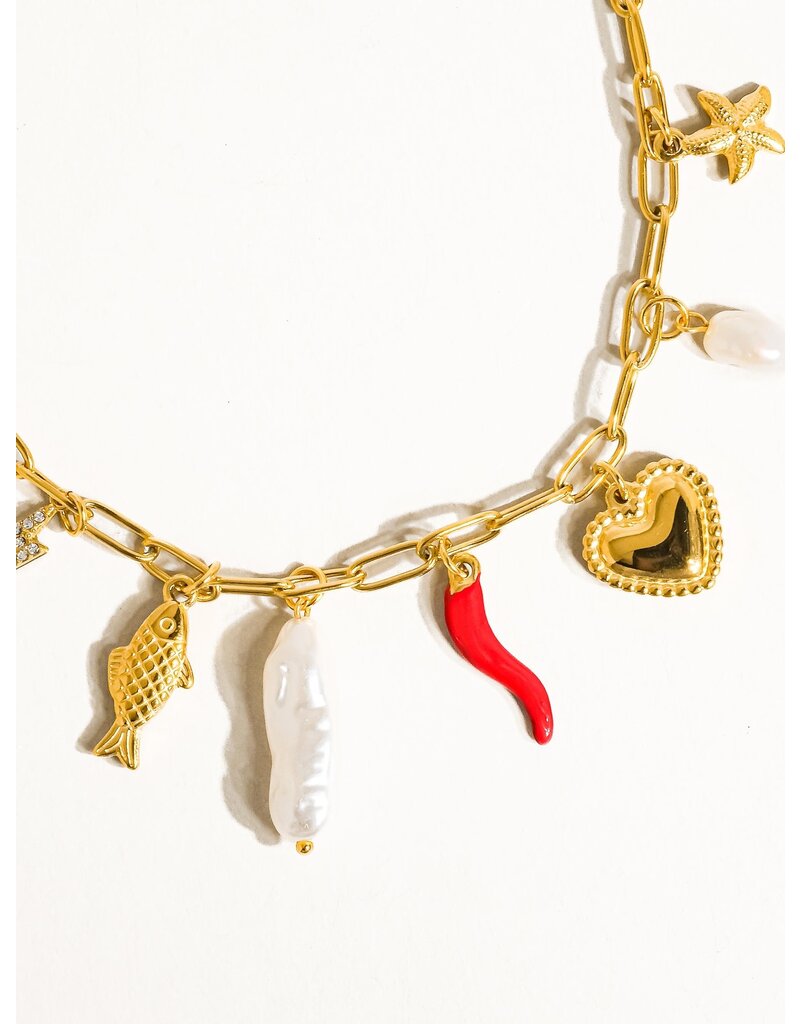 Flanerie Filigrane 18K Gold Non-Tarnish Pepper Fish Charm Necklace